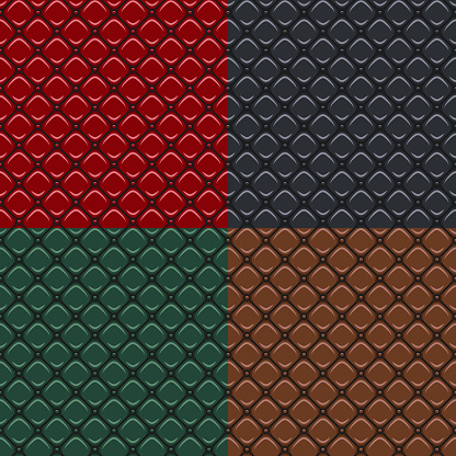 Set of seamless patterns with leather upholstery texture. Vector backgrounds.