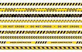 istock Set of seamless yellow and black warning tapes with text do not cross, warning, caution isolated on white background. Police insulation line, signs of danger. Barricade construction tape. Vector 1356232226