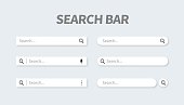 Set of search bar with falling shadow. Vector concept element for web design, app, software and interface design. Ready search bar for website.