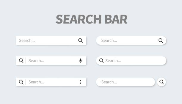 Set of search bar with falling shadow. Set of search bar with falling shadow. Vector concept element for web design, app, software and interface design. Ready search bar for website. searching stock illustrations