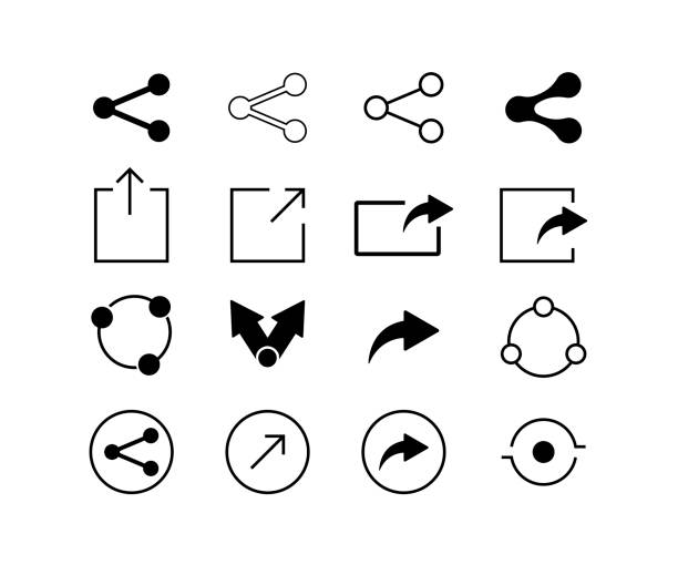 Set of share icons for websites or application internet technology signs of social mediaisolated on white background. Set of share icons for websites or application internet technology signs of social mediaisolated on white background. EPS 10 sharing stock illustrations