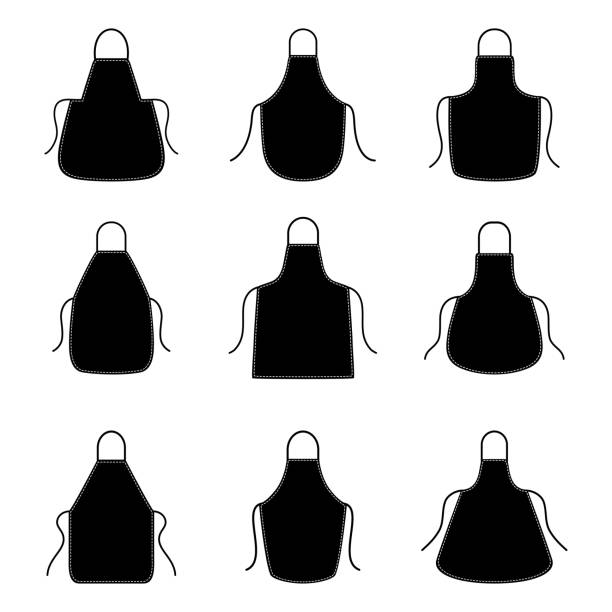 Set of silhouettes of aprons, vector illustration Set of silhouettes of aprons, vector illustration kitchen silhouettes stock illustrations