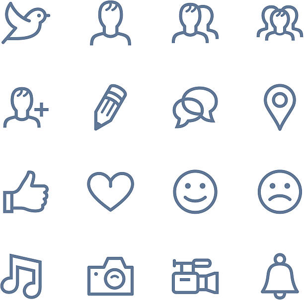 Set of simple social media icons Vector Line icons set. One icon consists of a single object. Files included: Vector EPS 8, HD JPEG 3000 x 3000 px bird icons stock illustrations