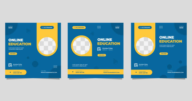 Set of social media post template for Online education, Business webinar, and Other Seminar vector art illustration