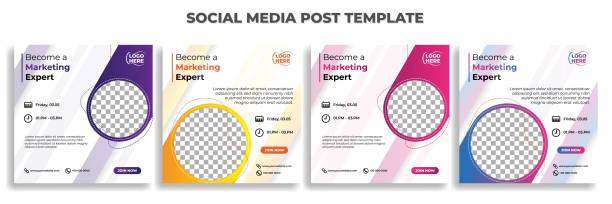 Set of Social media post template with white color design. Marketing expert banner Set of Social media post template with white color design. Marketing expert banner. good template for digital advertisement design. invitations templates stock illustrations