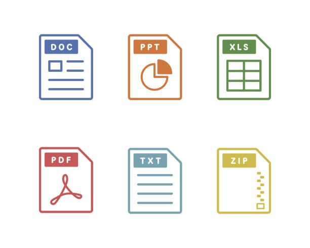 Set of software file simple icons Set of software file simple icons filing documents stock illustrations