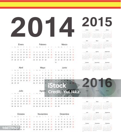 istock Set of spanish 2014, 2015, 2016 year vector calendars 466178427