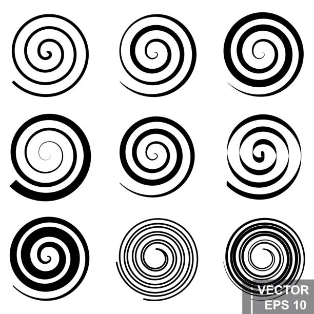Set of spiral. Silhouette. The black. A circle. The form. For your design. Set of spiral. Silhouette. The black. A circle. The form. For your design. spiral stock illustrations