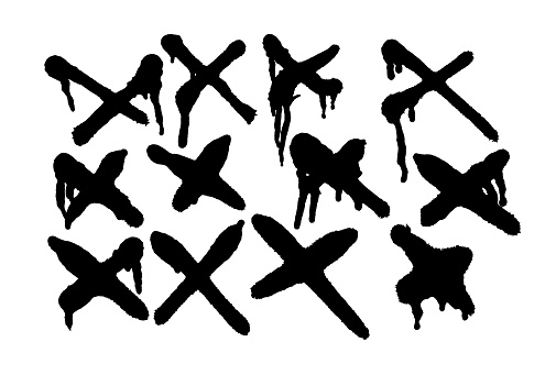 Set of spray paint design elements. Black and white isolated vector image of grunge.