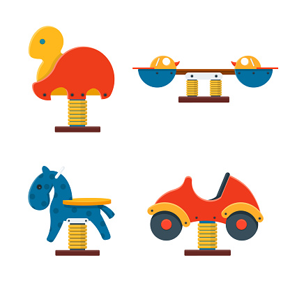 Set of spring rider toys for kids playground