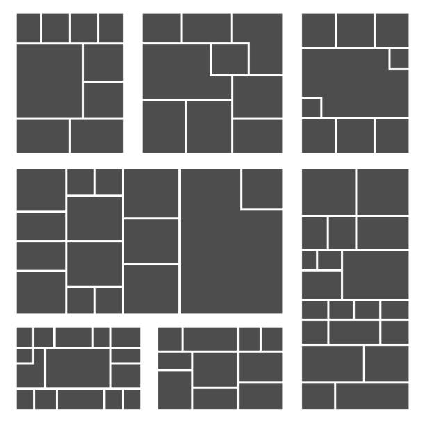 Set of square or rectangle photo collage templates. Photos grid picture composition. Vector illustration. Set of square or rectangle photo collage templates. Photos grid picture composition for your frame photography design. Vector illustration. image montage stock illustrations