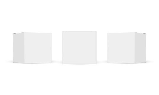 Set of Square Paper Boxes Mockups Isolated on White Background