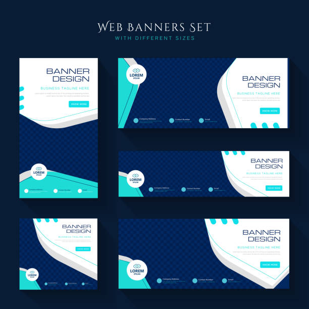 Set of square web banners with image space Set of square web banners with image space. Template for social media in blue. Vector illustration. mail photos stock illustrations