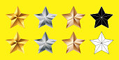 set of stars shape collection, gold, silver, bronze, black and white. easy to modify