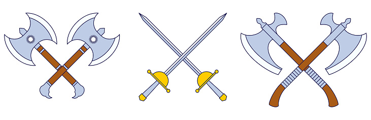 set of sword warrior in flat design. eps vector