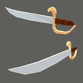 Set of swords isolated. Low poly style. Vector illustration.