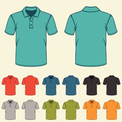 Set of templates colored polo shirts for men.