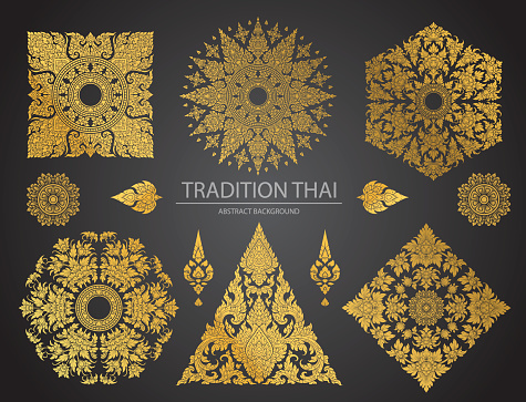 Set of Thai art element, Decorative motifs. Ethnic Art