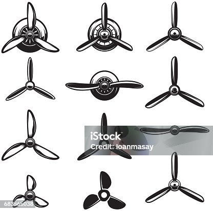 istock Set of the airplane propellers. Design elements for label, sign. Vector illustration 683565038