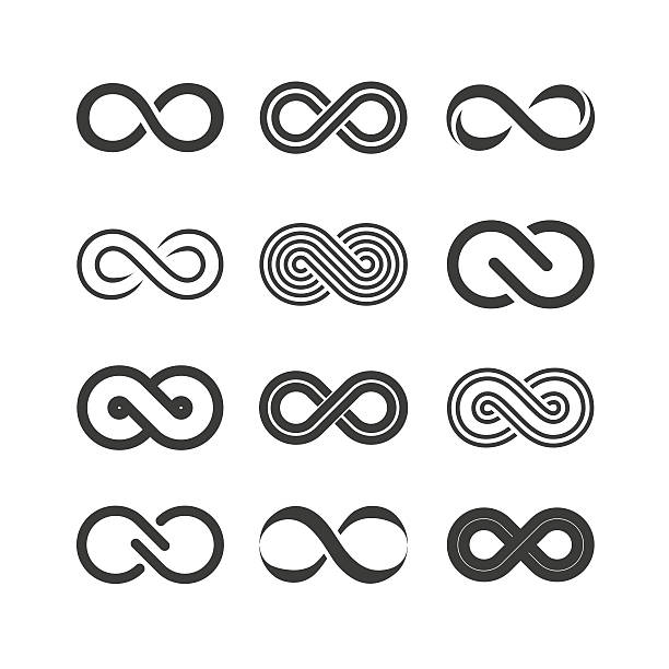 Set of the infinity symbols Infinity symbol logos. Vector illustration eternity stock illustrations