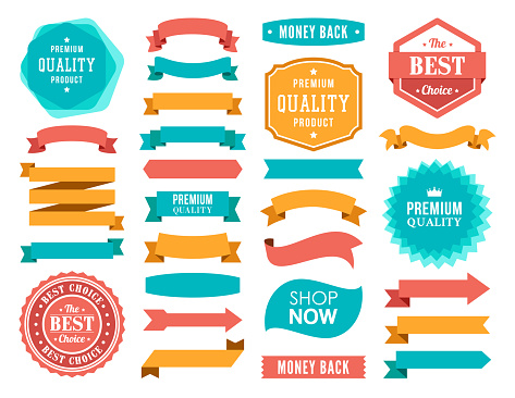 Vector illustration of the badges and ribbons.
