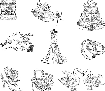 Set of the wedding symbols