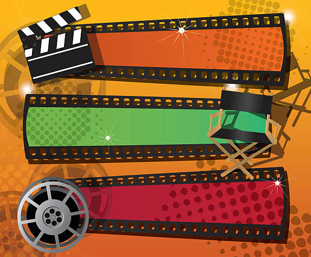 Set of three movie banners, vector vector art illustration