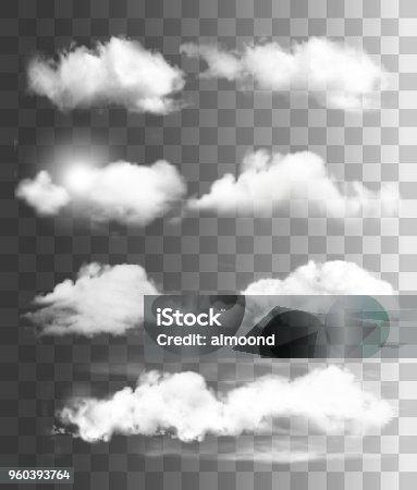 istock Set of transparent different clouds. Vector. 960393764