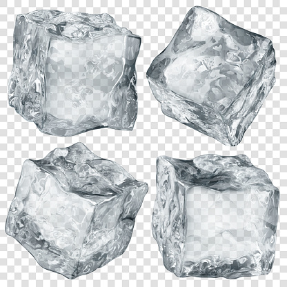 Set of transparent ice cubes