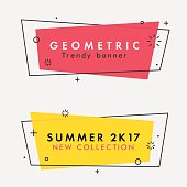 istock Set of trendy flat geometric vector banners. 656606530