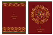 Set of two vector backgrounds with sari border design and circular mandala design.