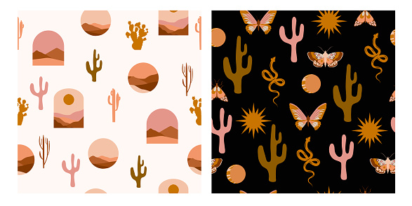 Set of two seamless pattern with Wild west