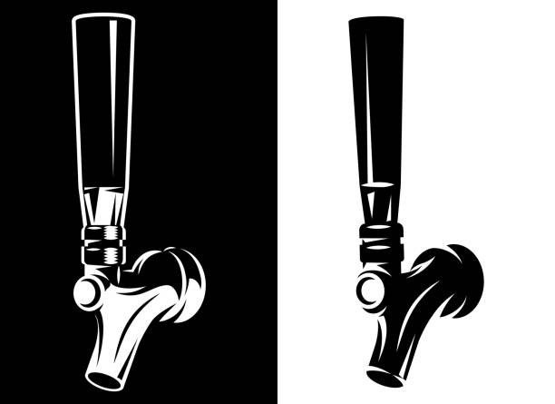 ilustrações de stock, clip art, desenhos animados e ícones de set of two vector illustrations with taps for a beer pub - tap