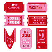 Set of Valentine's Day Tickets and Coupon. - Illustration