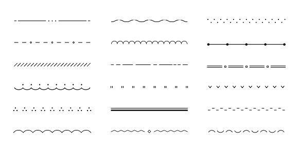 A set of various flat and simple lines/borders/dividers