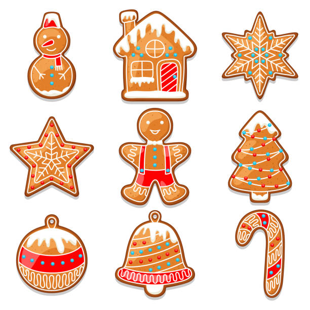 Set of various gingerbreads for Merry Christmas Set of various gingerbreads for Merry Christmas. gingerbread house stock illustrations