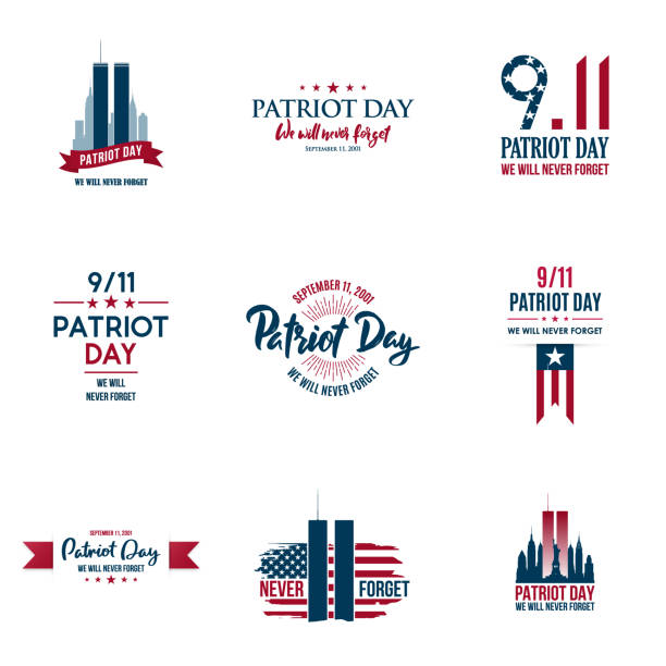 Set of various Patriot Day graphics, cards and banners, emblems, symbols, icons and badges. USA patriotic illustrations for September 11 anniversary. American Patriot Day Vector templates. Set of various Patriot Day graphics, cards and banners, emblems, symbols, icons and badges. USA patriotic illustrations for September 11 anniversary. American Patriot Day Vector templates. 911 remembrance stock illustrations