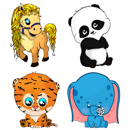 Set of vector cartoon animals.