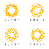Set of vector design template. Sun abstract icons.