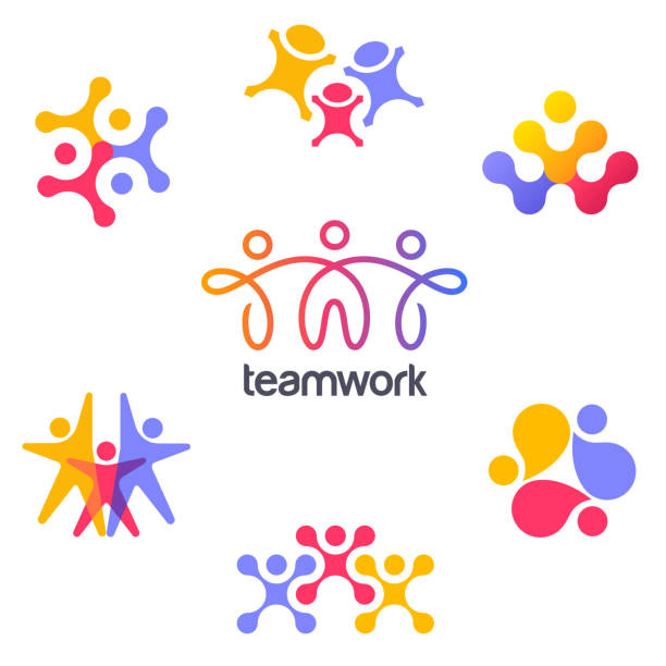 Set of vector design template. Teamwork abstract icons. vector art illustration