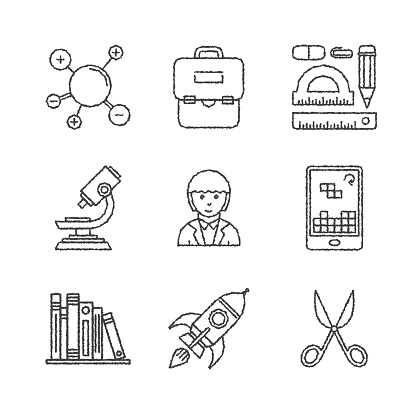Set Of Vector Education Icons And Concepts In Sketch Style Stock