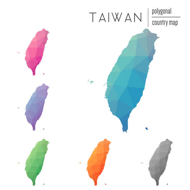 illustrazioni stock, clip art, cartoni animati e icone di tendenza di insieme di mappe poligonali vettoriali di taiwan, repubblica di cina. - taiwan