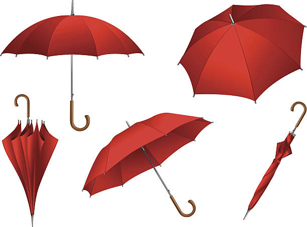Set of vector red umbrellas Set of vector red umbrellas umbrella stock illustrations