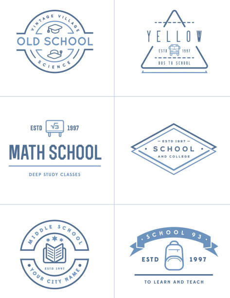 stockillustraties, clipart, cartoons en iconen met set van vector school of college neutrale elementen kan worden gebruikt als logo of pictogram in premiumkwaliteit - academy