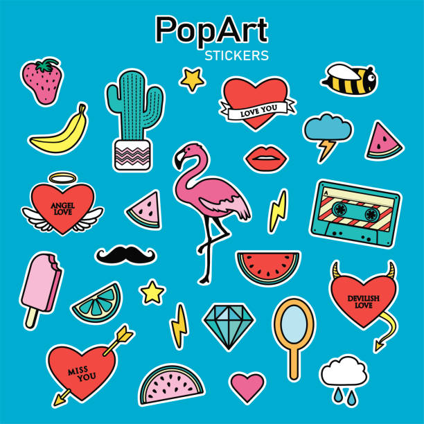 Set Of Vector Stickers In Pop Art Style
