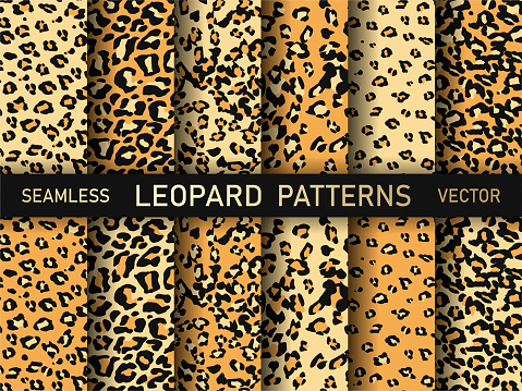 Set of vector stylish leopard animal print patterns. Collection of leopard prints. For fabric, textile, wrapping, cover, banner etc.