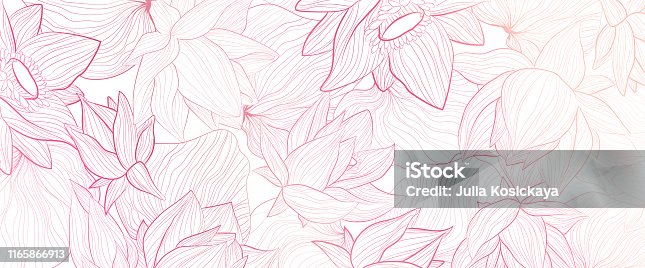istock Set of vector white background with hand draw gold solhouettes of lotus flower and leaves. 1165866913
