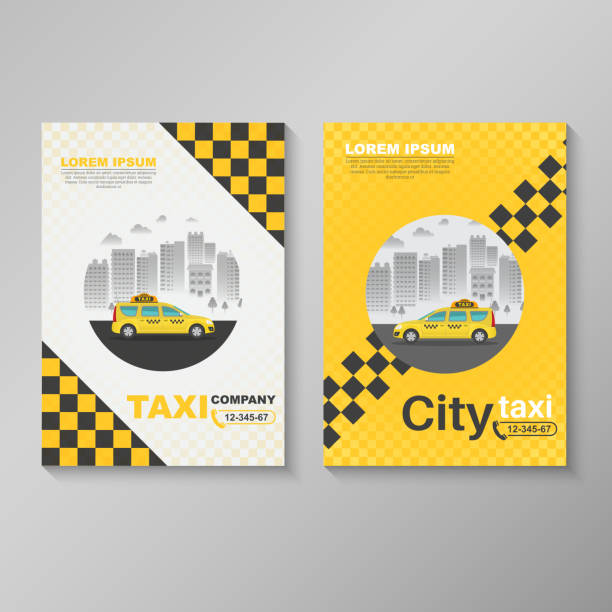 Set of vertical Set of vertical banners, posters customer service of a taxi. A design template for a flyer, brochures. A4 format. Vector illustration. chess borders stock illustrations