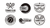 Set of vintage badge emblem Tennis club, Tennis tournament vector icon on white background