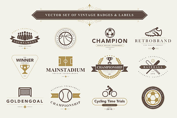 Set of vintage badges and labels. Set of vintage sport badges and labels soccer borders stock illustrations